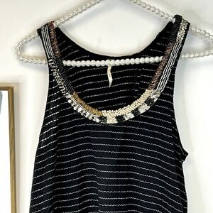 Free People Aztec Louie Split Back Beaded Tank SZ S